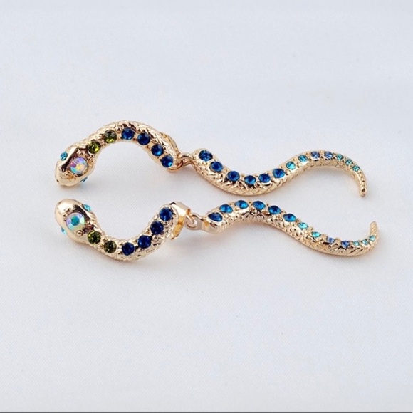 Boho Snake Cubic Zirconia Earrings - Picture 4 of 4